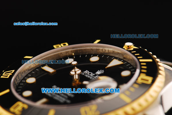 Rolex Submariner Swiss ETA 2836 Automatic Movement Steel Case with Black Ceramic Bezel and Two Tone Strap 43mm - Click Image to Close